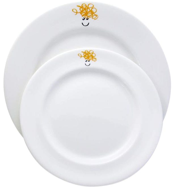 Bone china plates with a top logo two colour print 