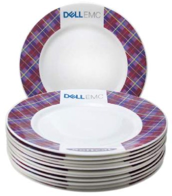 bone china plate with tartan rim print