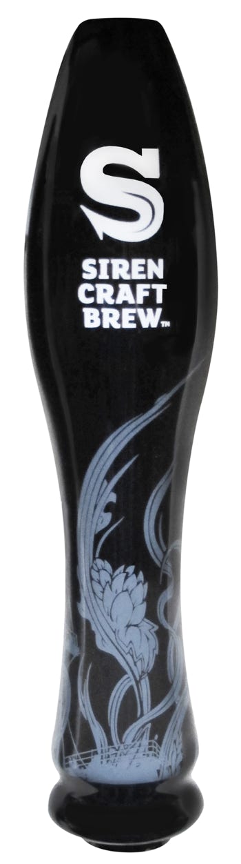 Black beer handle with white and grey prints