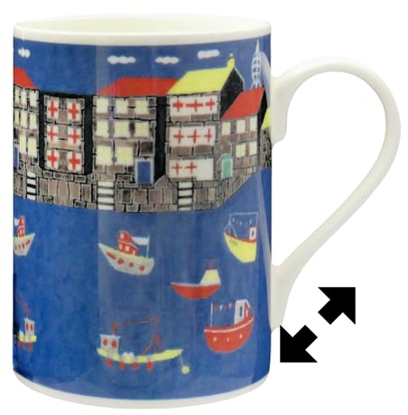 Seaside print on a bone china mug