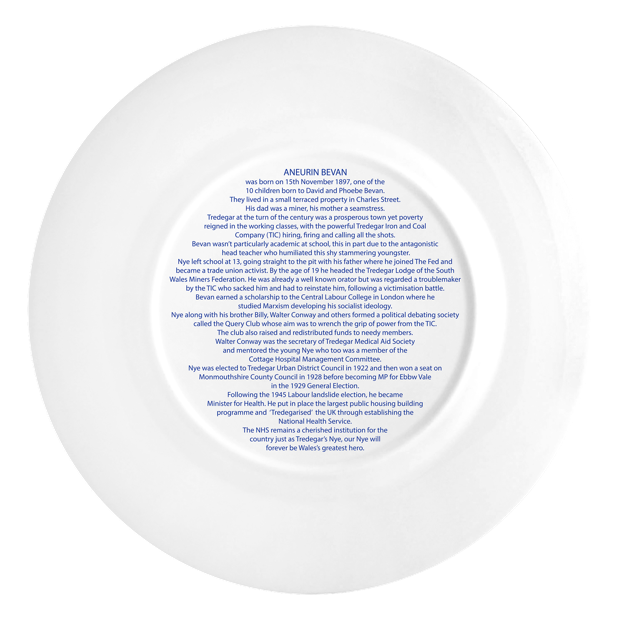 Text printed on the back of a bone china plate