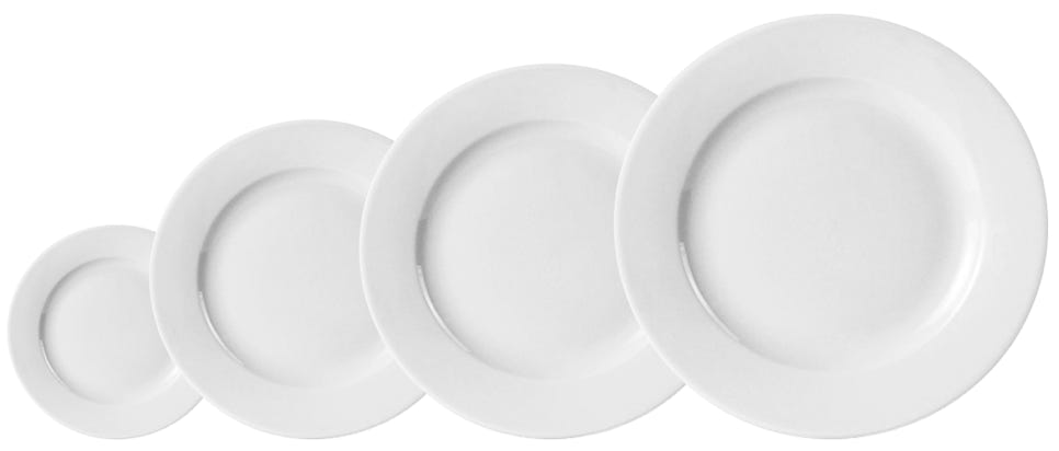 Four sizes of bone china plates for ceramic enamel printing