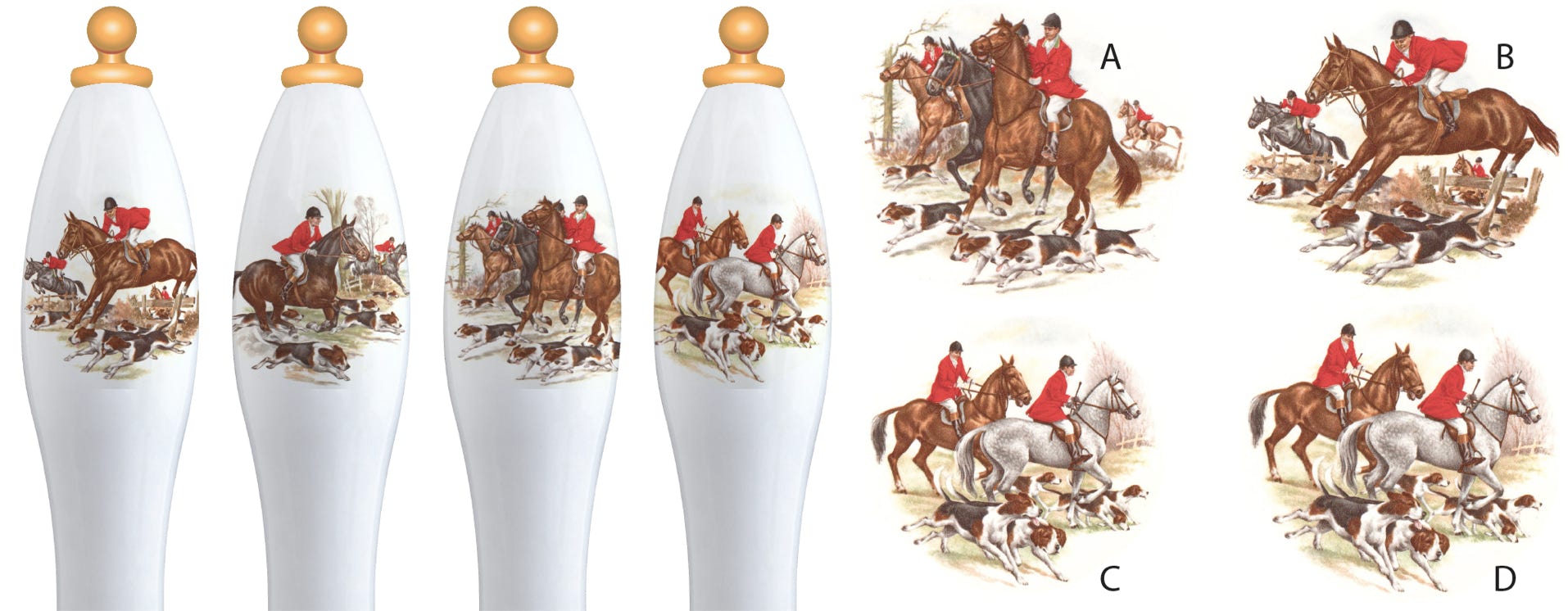 beer pump handles hustmen scenes huntsmen pub handles, huntsmen beer handles, huntsmen beer engine handles, huntsmen beer handpulls, hunting scene pump handles, huntsmen scenes beer dispense handles, porcelain beer pump handles huntsmen scenes,