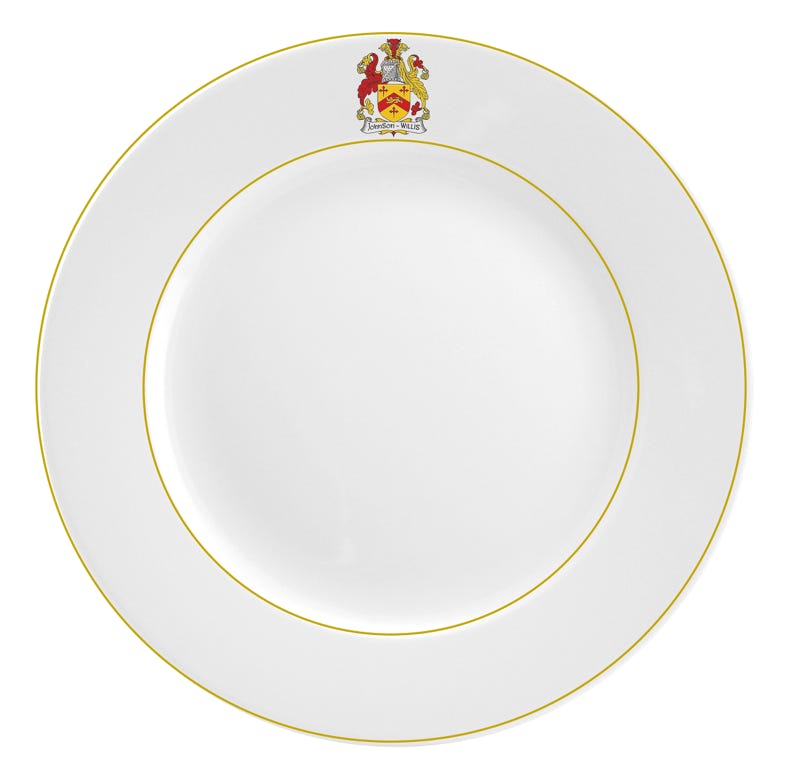 Bone china plate with a family crest