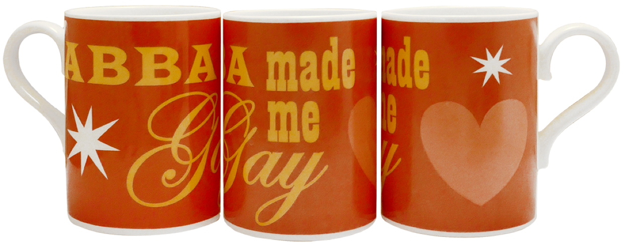 Custom printed bone china mugs, red printing, mugs for shows and filmsets