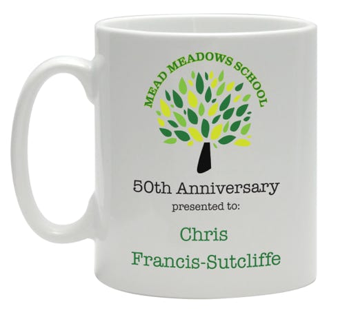 school anniversary mug